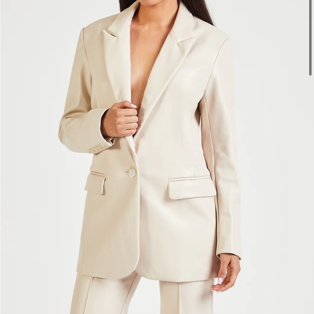Because of Alice leather blazer cream